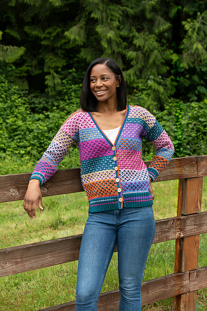 トップス Yilon BI-COLOR STITCH CARDIGAN Ravelry: Multicolor Slipped Stitch Cardigan pattern by Deborah Newton
