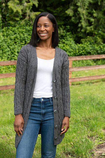 Long Cabled Cardigan