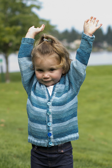 Stripey Top Down Cardigan