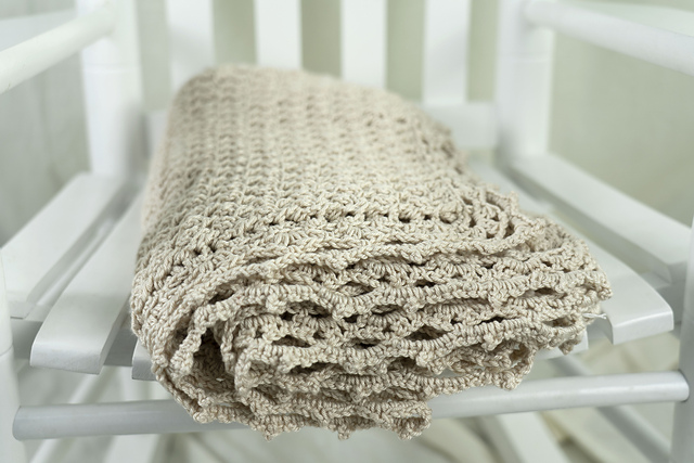 Diagonal Basketweave Baby Blanket