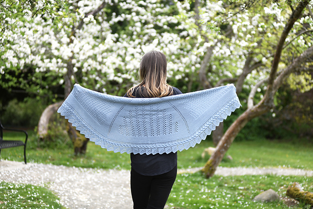 Textured Lace & Cables Half Circle Shawl