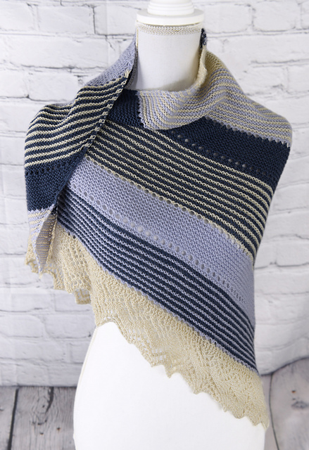 Asymmetrical Shawl with Knit-on Edging