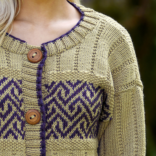 Colorwork and Garter Rib Cardigan