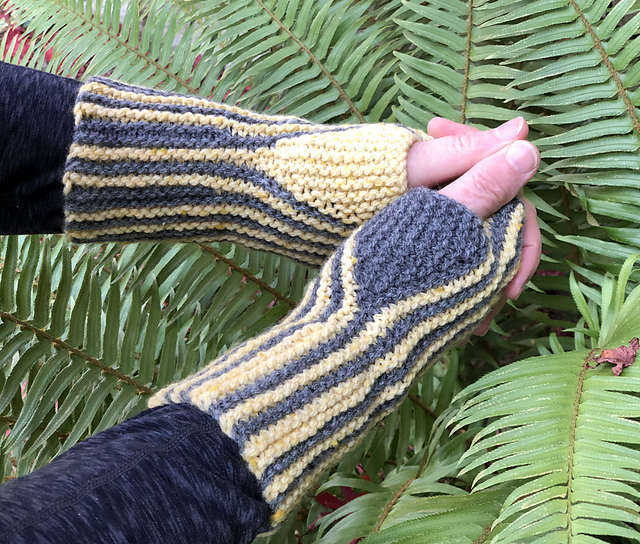 Cushy Striped Garter Stitch Mitts