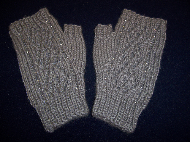 Diamond Girl Beaded Fingerless Gloves