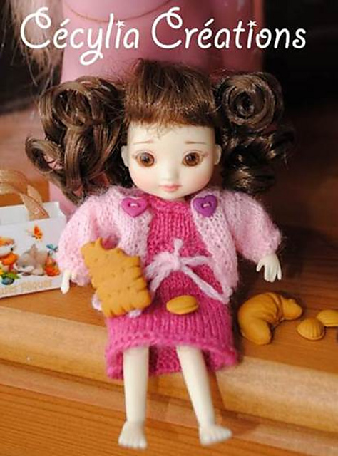Rose violet, dress and cardigan for BJD Amelia Thimble