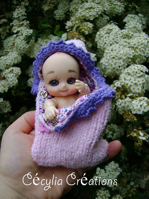 Nid d'ange, Baby's sleeping bag for BJD doll Nappy choo