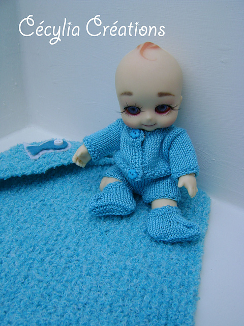 Calypso, Vest, pants and bootee for BJD doll Nappy choo