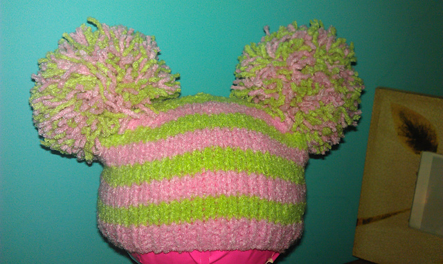 Stripe pom pom hat