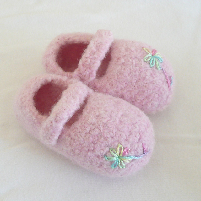Felted Baby Mary Janes