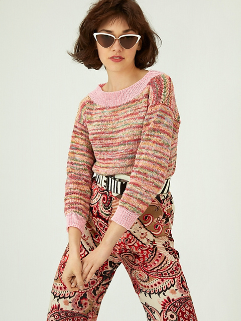 Bunter Pullover mit dreiviertel Arm