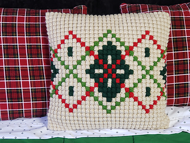 Argyle Crochet Christmas Pillow
