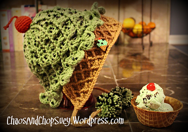 Mint Chocolate Chip Ice Cream Cone Slouchy Hat