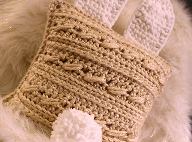 Cabled Bunny Pillow