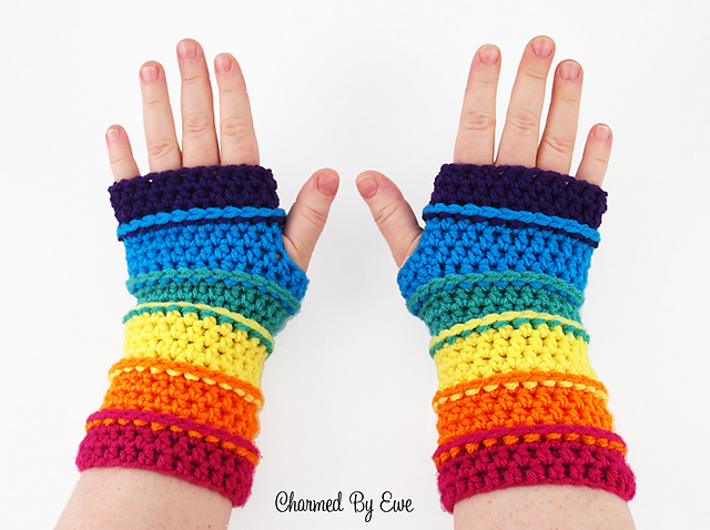 Colors of the Rainbow Fingerless Gloves