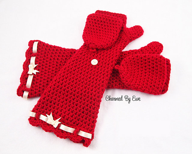 Ruby Red Fingerless Mittens