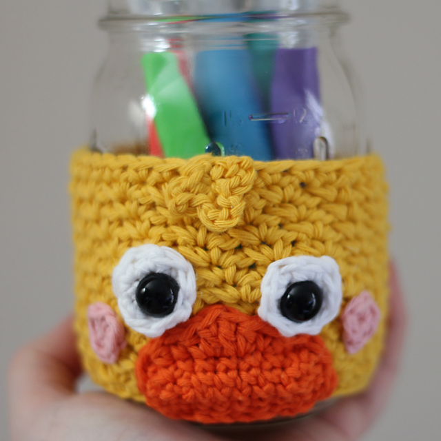 Ravelry Darla the Duck Coffee Cozy pattern by Charlyn Smith