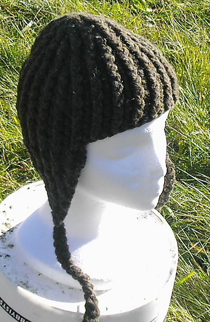 Ribbed Earflap Hat with braids