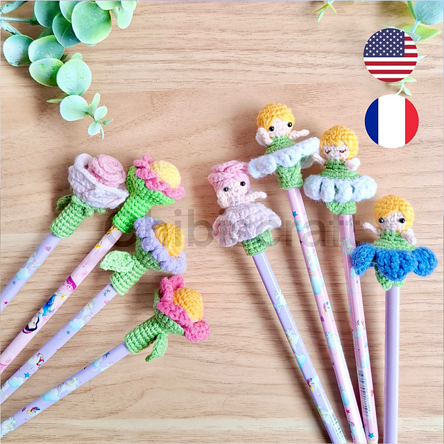 Reversible flower pencil topper