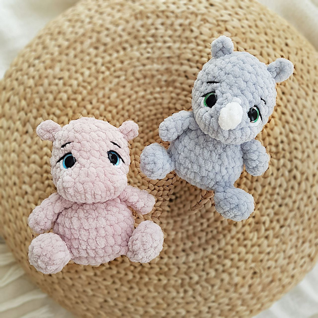 Mini hippo rhino plush toys