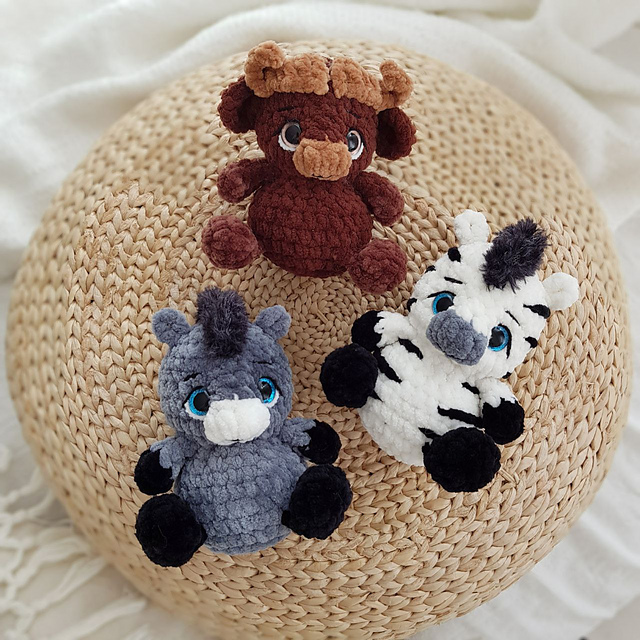 Mini zebra buffalo plush toys