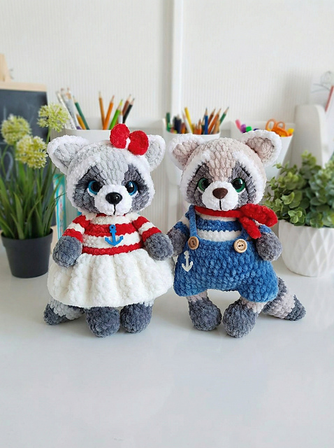Raccoon in clothes plush toy