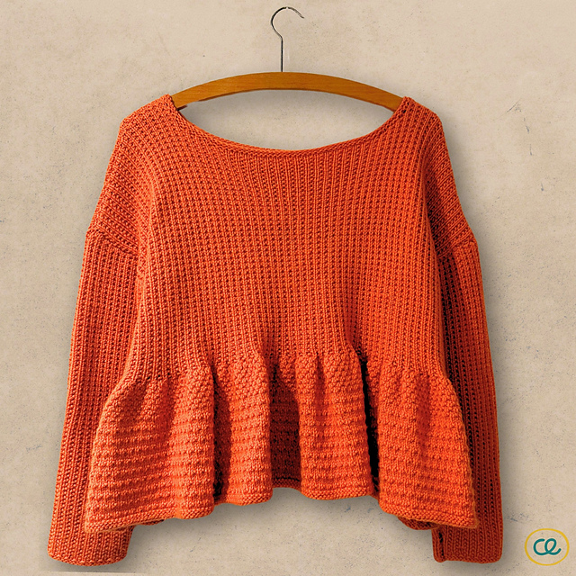 Gathering Texture Peplum Sweater