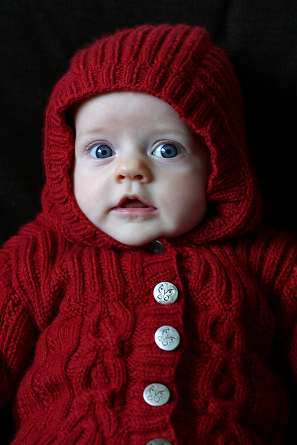 Design F -  Cabled Jacket with Hood or Funky Fur Collar