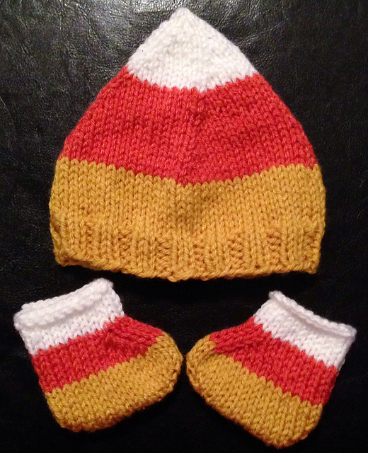 Candy Corn Hat and Booties (Hat)