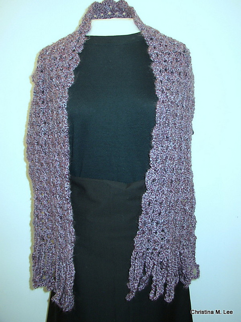 Double V Scarf with Scalloped Edges