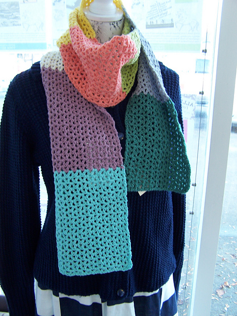 Colour Block Waffle Scarf