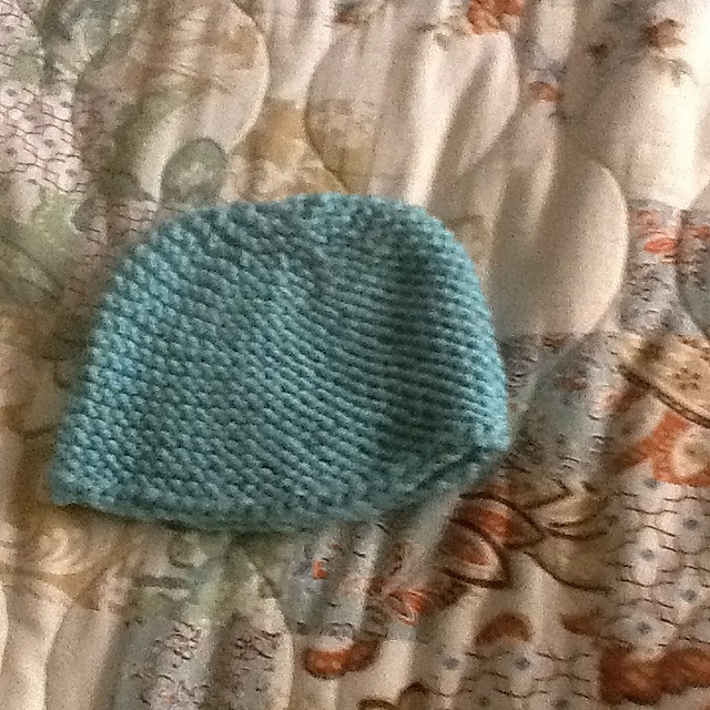 Knitted Newborn Hat with Fabric Bow