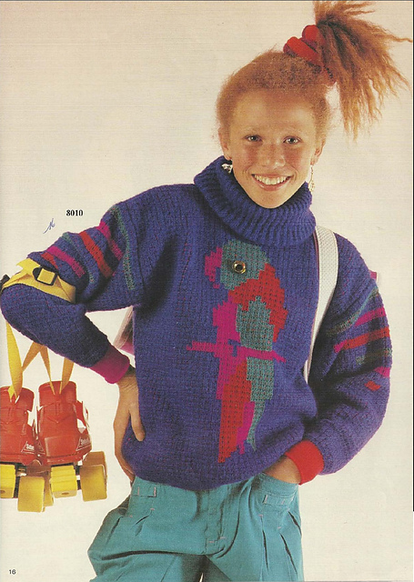 8010 - Pull-over enfant , motif perroquet