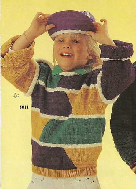 8011-Pull-over enfant - intarsia 4 coleurs