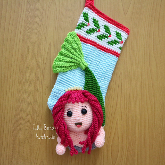 Ravelry Mermaid Christmas Stocking pattern by Little Bamboo Handmade