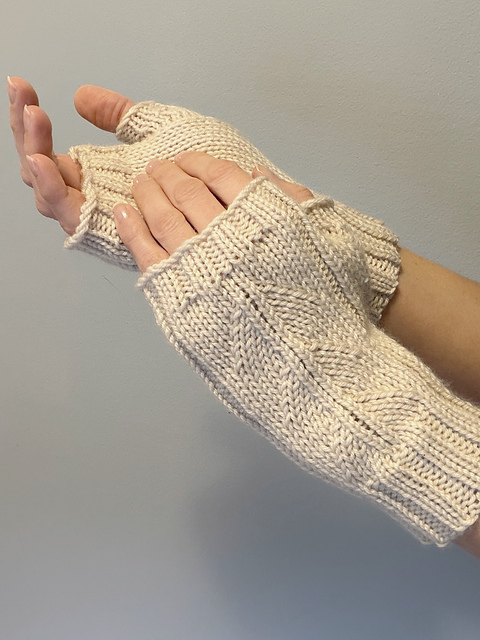 Machine Knit Fly Me To the Moon Mitts