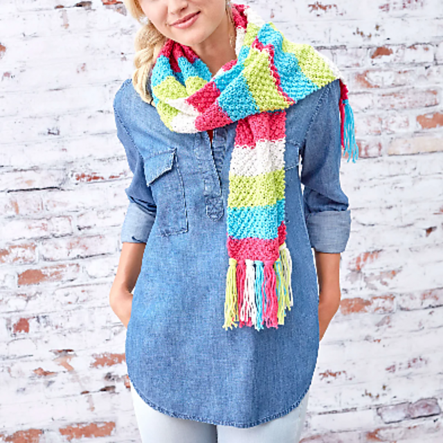 Bright Stripes Textured Scarf