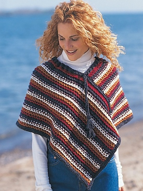 Easy Rustic Stripes Poncho