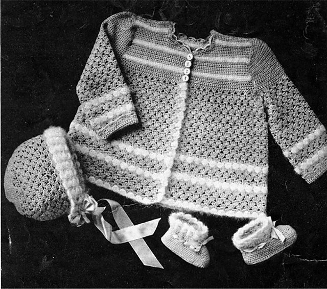 Baby Jacket, Bonnet & Booties 6701