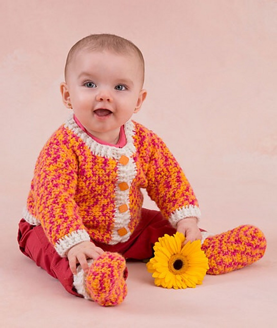 Happy Girl Cardigan and Booties: Cardigan