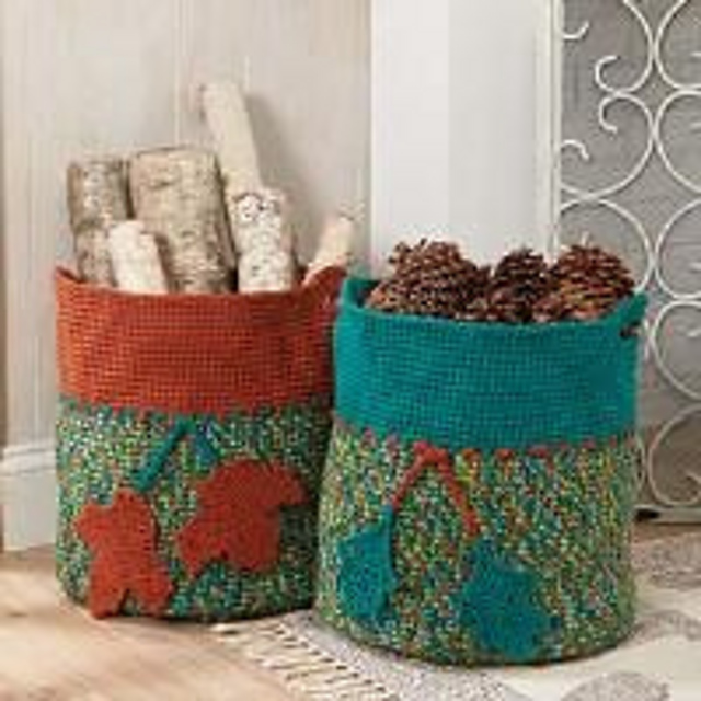 Falling leaves Baskets--set of 2