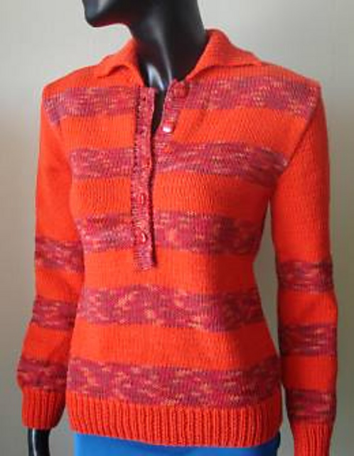 Striped Button Front Classic Pullover