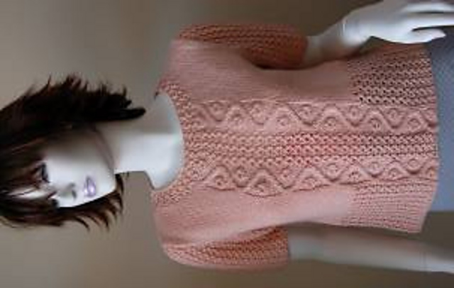 Cable Eyelet Panel Short Sleeve Pullover