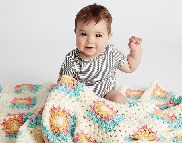 Floral Miter Motif Blanket