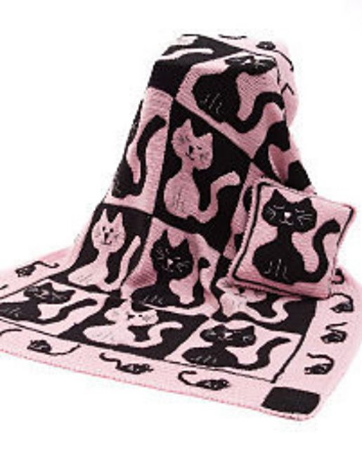 Cat and Mouse afghan and pillow