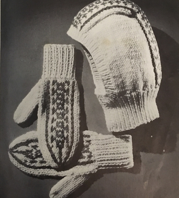 Fair Isle Hood and Mittens B-498