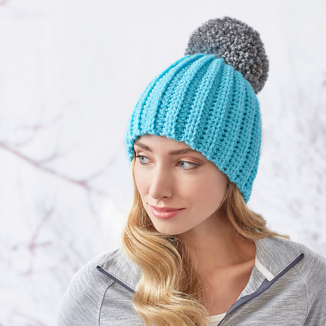 Easy Fit Ribbed PomPom Hat