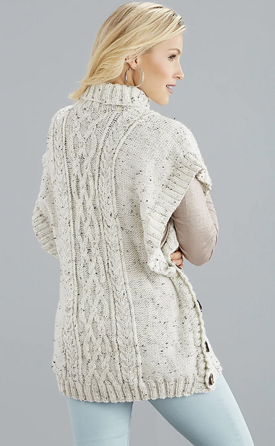 Buttoned Cabled Poncho #97190