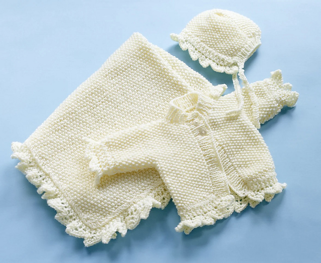 Christening Set (knit) #90064AD Hat