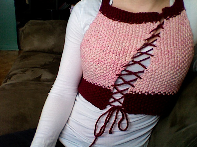 Asymmetrical seed stitch vest